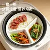 Plato de comida de plástico con tres compartimentos para adultos, plato de comida 211 para reducción de grasa, especialmente diseñado para la pérdida de peso, con control de porciones, apto para microondas y vapor