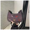 Nova bolsa de ombro com laço de tecido fosco vintage para axila, bolsa de ombro colorida bordada de nicho, bolsa transversal diária para mulheres