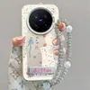 Funda para Teléfono Móvil Adecuada para Vivox200Ultra con Cadena para Colgar Nicho X200S Funda para Teléfono Móvil de Dibujos Animados Gato Lindo con Recorte
