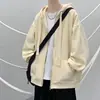 Nueva sudadera con cremallera para otoño e invierno para hombre, chaqueta casual holgada estilo Hong Kong, top con capucha versátil simple y moderno