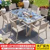 Conjunto de mesa e cadeira para exterior da Família Mo, pátio jardim, mesa de rocha esmaltada, mesa de chá de liga de alumínio para exterior, combinação de mesa e cadeira de luxo leve