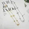 ¡Joy BossArtesanía Pesada! Cadena de Suéter con Patrón de Diamantes Trébol Collar Cepillado Vintage Lujo Ligero Textura de Alta Calidad