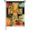 Bandera de Lino de Doble Cara Popular Transfronteriza de Calabaza y Espantapájaros de Acción de Gracias Personalizada para Decoración de Patio Bandera de Jardín