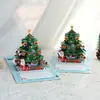 Amazon Transfronterizo Nueva Tarjeta de Felicitación Pop-Up Navideño 3D Árbol de Navidad Mensaje de Bendición Tarjeta Pequeña Plegable Venta al por Mayor