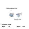 Aretes de botón de zirconia corte rosa azul océano, estilo pequeño a juego, diamantes brillantes, lujo ligero, nicho, alta gama, collar elegante para la clavícula para mujer