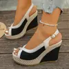 Sandalias Romanas tejidas de suela gruesa con hebilla, boca de pez, estilo europeo y americano, comercio exterior talla grande transfronterizo, novedad otoño 2026