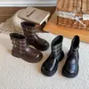 Botas para niña, nueva colección otoño 2026, botines estilo Martin para niños, botines de piel estilo princesa británica, botines de moda estilo coreano para niñas pequeñas