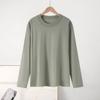 2025 Nueva Camiseta de Algodón Puro de Manga Larga para Mujer Otoño e Invierno Color Sólido Aspecto Adelgazante Top Holgado Interior Camiseta Base para Mujer