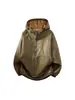 Jaqueta com Capuz e Meio Zíper Estilo Novo para Homens, Tendência de Moda Primavera e Outono, Algodão Puro Lavado Vintage Casual Americano Roupa de Trabalho