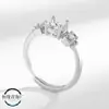 Anillo de Oro Blanco para Mujer Portafiltro Vacío Anillo Abierto de Cobre Portaanillos DIY Incrustado Octagonal Corte Rosa Circonita Imitación Plata 925