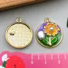 Brincos Redondos Florais Tridimensionais Drip de Tinta Doce Retrô com Tema de Floresta Jardim Monet Estilo Francês para Mulheres Acessórios de Liga para Joias DIY