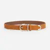 En stock Estilo Coreano para Mujer Hebilla Decorativa Deslustrada Cinturón Fino de Cuero para Jeans Cinturón de Cuero Versátil de Nicho Personalización