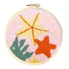 Kit de Materiales de Bordado con Aguja Perforada de Lana DIY Transfronterizo, Regalo de Bordado con Aguja Perforada Estilo Serie Floral de Dibujos Animados Hecho a Mano