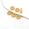 Chapado en Cobre Oro de 18 Quilates Alta Retención de Color Zircón Separador Separador Flor Rosa Agujero Grande Anillo con Agujero Accesorios para Ensartar Cristales DIY C45