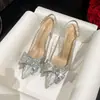 Zapatos de otoño para novia con tacón de aguja, punta fina, punta cerrada, estilo europeo y americano de moda, adornados con pedrería, sandalias de tacón alto para damas de honor, nuevos zapatos de boda de cristal