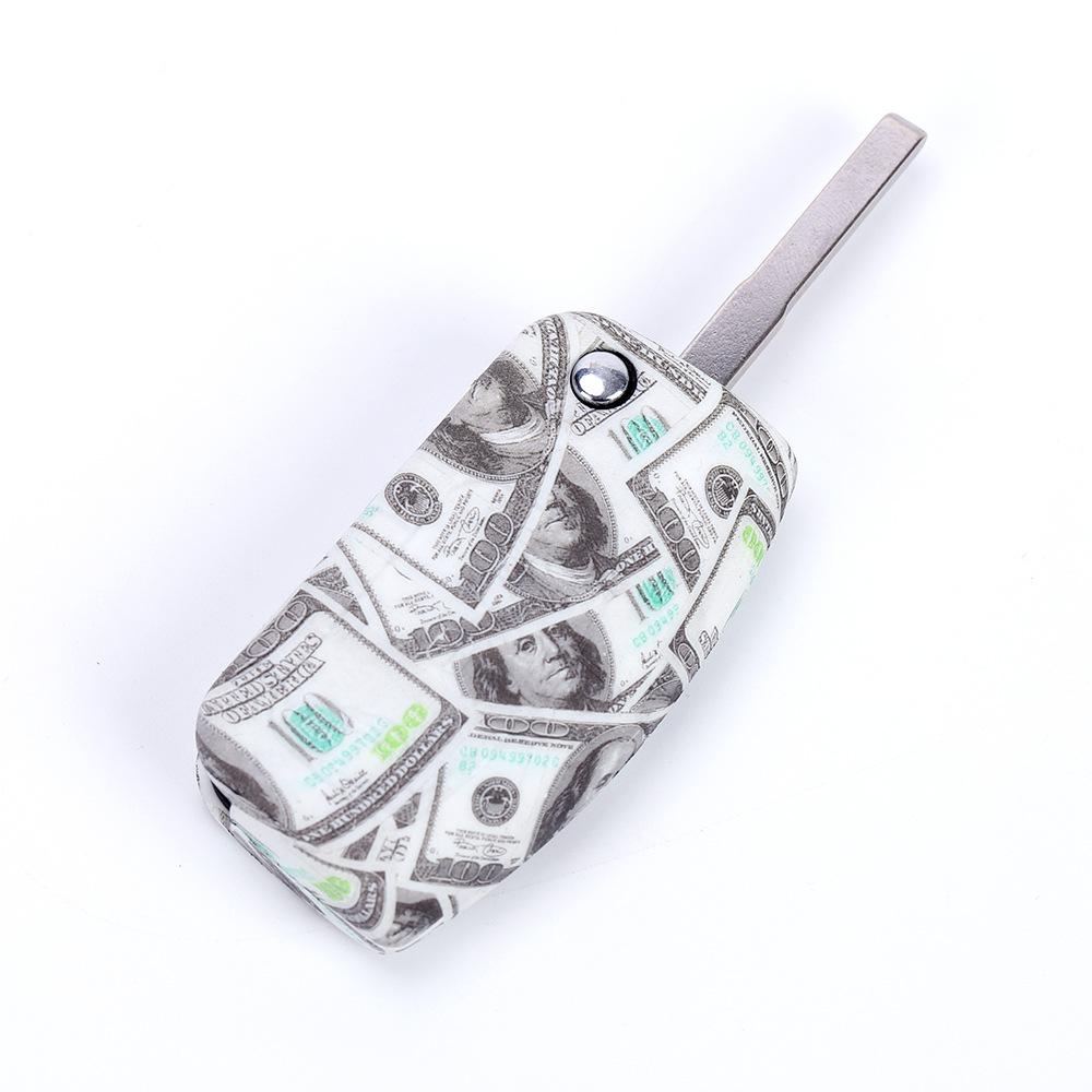 福特经典福克斯折叠3键无标水转印美钞