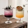 Copos de vidro retro estilo ins, de haste curta e altos, alto valor estético, adequados para suco, bebidas leves e licor