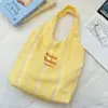 6551 Amarillo Limón Rayas Lona Cinta de Encaje Estilo Perezoso Estudiante Bolso de Hombro Gran Capacidad Chaleco