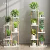 Suporte de Flores de Madeira Maciça e Ferro Layout de Sala de Estar Escada de Chão Multicamadas Rack de Armazenamento para Suculentas Varanda Suporte para Vasos de Flores