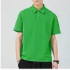 Camisa Polo Masculina Excedente de Exportação de Verão Primavera e Verão Tendência Cor Sólida Gola Lapela Pesada Casual Manga Curta Camiseta