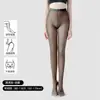 Leggings negros transparentes forrados de polar para otoño e invierno, alta transparencia, tacto nude realista, pantimedias adelgazantes, antienganches, no se caen