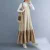 Vestido Colete Patchwork Artístico Novo Outono/Inverno 2026 Comércio Exterior Japonês e Coreano Roupa Externa Simples Afinando Camada Base Vestido Quente