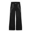 G60071 High Street Estilo Americano Para Hombres y Mujeres Moderno Diseño Estilo Palacio Lavado Napoleón Jeans de Corte Holgado Ligeramente Acampanados para Hombre