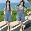 Conjunto de Petos para Niñas Verano 2026 Nueva Moda Shorts de Mezclilla Conjunto de Dos Piezas para Niños Mayores