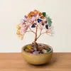 Estatueta Árvore da Riqueza Citrino Natural Árvore da Riqueza Ametista 6 Galhos 9 Contas Decoração de Mesa para Escritório e Casa
