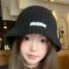 Etiqueta de Moda Coreana Sombrero de Pescador de Punto para Mujer Otoño e Invierno Cara Pequeña Casual Combinable Lana Sombrero de Cubo Cálido