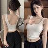 896# Camisola Pure Spice Girl Irregular Joker Beauty Back para Mujer Ropa de Verano Ajustada Mostrar con Almohadilla en el Pecho Interior y Exterior