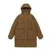 Roupas Vintage 2025 Inverno Novo Japonês Retrô 90 Penugem de Pato Branco Corta-vento com Capuz Longa Roupa de Trabalho Jaqueta de Penas