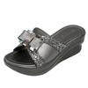 Sandalias de cuña de suela gruesa para mujer, sandalias de verano 2022, sandalias de cuña con lazo brillante para mujer