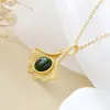 Nafoge adornos de plata al por mayor incrustados Jasper natural colgante de oro antiguo cadena de plata hoja de ginkgo colgante de plata de ley 925