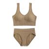 Ropa interior de hilo inalámbrica push up para mujer, sujetador deportivo a prueba de impactos, chaleco de belleza sin espalda con U grande, conjunto de ropa interior para yoga