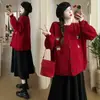 Traje para mujeres embarazadas 2023 otoño e invierno Nueva Moda reducción de edad bordado suelto grueso suéter cárdigan + falda de soporte para el vientre
