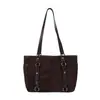 Bolso Retro de Temporada Otoñal para Debajo del Brazo para Mujer 2026 Nuevo Estilo Gran Capacidad Casual Bolso de Hombro Único Bolso Tote de Gamuza