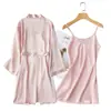 Vestido de Madrinha roupão matinal longo roupão matinal emocional feminino noiva madrinha seda festa pijama roupa presente de mão alça