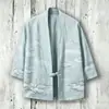 Novo Kimono Capa de Algodão com Fivela Estampa Digital 3D Sete Mangas Camisa Roupão Cardigã Solto Haori