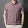 Camisa Polo de Seda de Hielo Sin Costuras de Alta Gama Talla Grande para Hombre Multicolor Tendencia Verano 2025 Marca Polo con Cuello Camisero Manga Corta de Negocios para Hombre