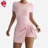 Vestido Deportivo de Dos Piezas Anti-Exposición Ajustado con Tirantes, Adelgazante Casual Fitness Espalda Descubierta Yoga Tenis