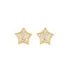 Brincos de Prata Esterlina S925 Banhados a Ouro 18K Estrela Coração Cheios de Diamante, Exquisitos e de Alto Padrão, Joia de Orelha Super Brilhante para o Dia a Dia de Luxo Leve