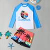 Roupa de Banho Infantil Meninos Roupa de Banho Dividida 2025 Nova Manga Longa Shorts Árvore de Coco Secagem Rápida Proteção Solar Roupa de Banho para Meninos