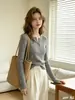 Fábrica de Suéteres Dalan Source Suéter de Punto con Cuello Redondo y Botones Otoño e Invierno para Mujer, Corte Ajustado, Versátil, Top Base