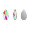 Fivela plana em forma de gota material de vidro cristal DIY costurado à mão strass perfurar roupas sapatos costurados perfurar furo duplo