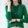 Top de manga larga para mujer, suelto, estilo nuevo, otoño e invierno, cuello redondo, cárdigan de punto, suéter versátil, versión coreana, abrigo elegante