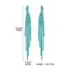 Aretes DINGKA Azul Cristalino con Borla Larga para Mujer Joyería para Oreja de Cobre Brillante con Pedrería de Lujo de Alta Gama