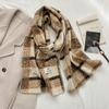 Bufanda retro de doble cara a cuadros de alta calidad para mujer, otoño e invierno 2024, nueva bufanda cálida y combinable para estudiantes, invierno