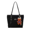Bolsa Tote Casual de Grande Capacidade para Mulheres 2025 Outono Nova Estilo de Luxo Estrangeiro Luxo Acessível Bolsa de Ombro com Cor Contrastante