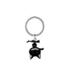 Chaveiro de aço inoxidável novo estilo gato faca transfronteiriço pingente de gatinho de desenho animado gato preto joia criativa para mochila